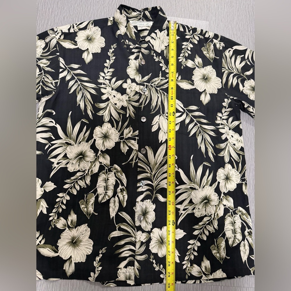 Pineapple Moon Medium Tropical Black and White Men's Button Down Shirt - Picture 5 of 5